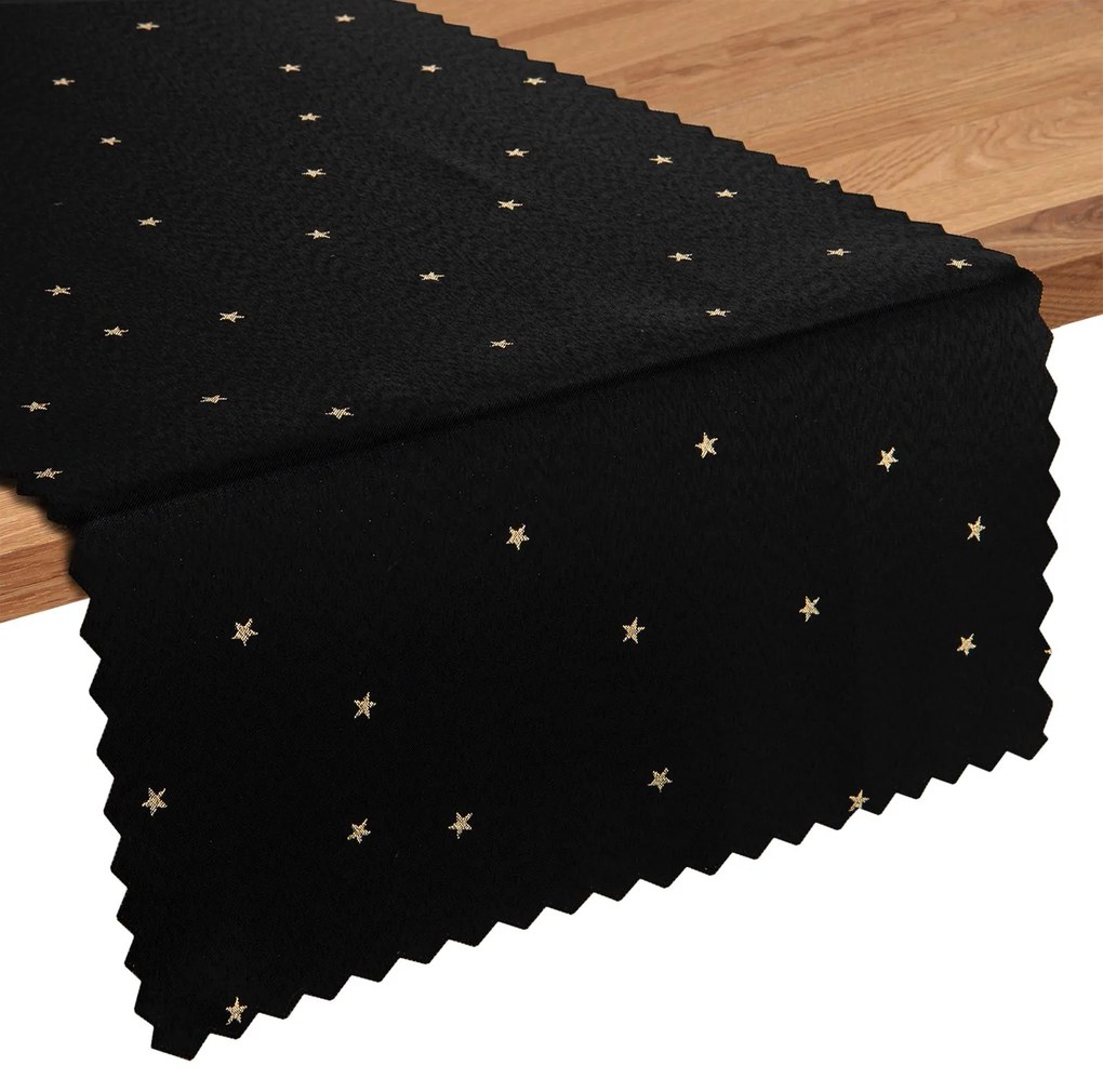 Dekorstudio Luxusný Vianočný behúň na stôl s hviezdami - čierno-zlatý SW27 Rozmer behúňa (šírka x dĺžka): 40x110cm