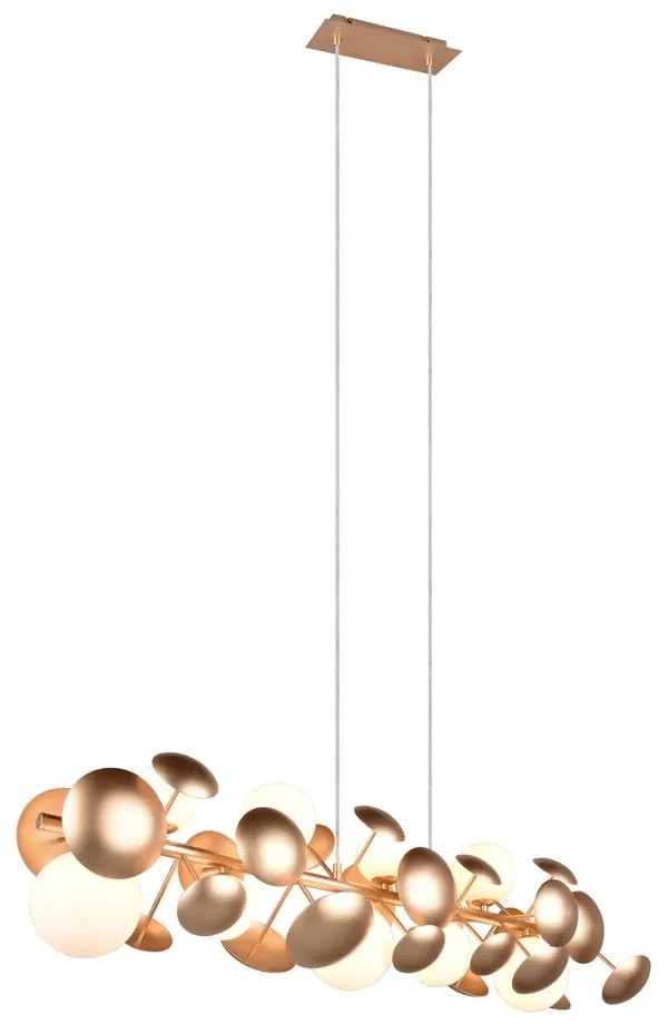 Závesné svietidlo so skleneným tienidlom v zlato-bielej farbe Bubble – Trio Select