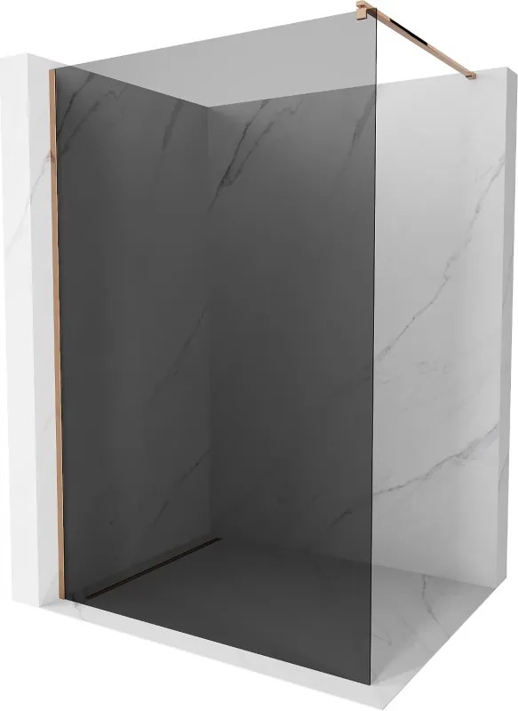 Mexen Kioto, sprchová zástena 120x200 cm, 8mm šedé sklo, profil ružové zlato, 800-120-101-60-40