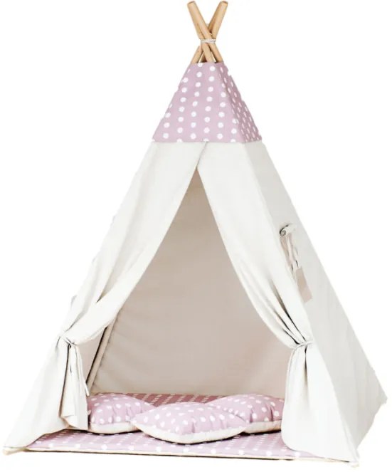 Detský stan Tipi guličky ružový/béžový