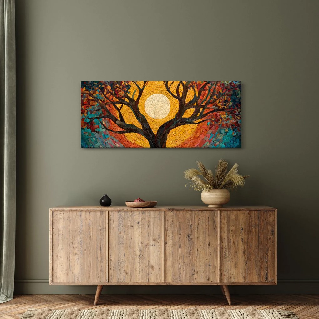 Obraz - Slnko v korune stromu života (120x50 cm)