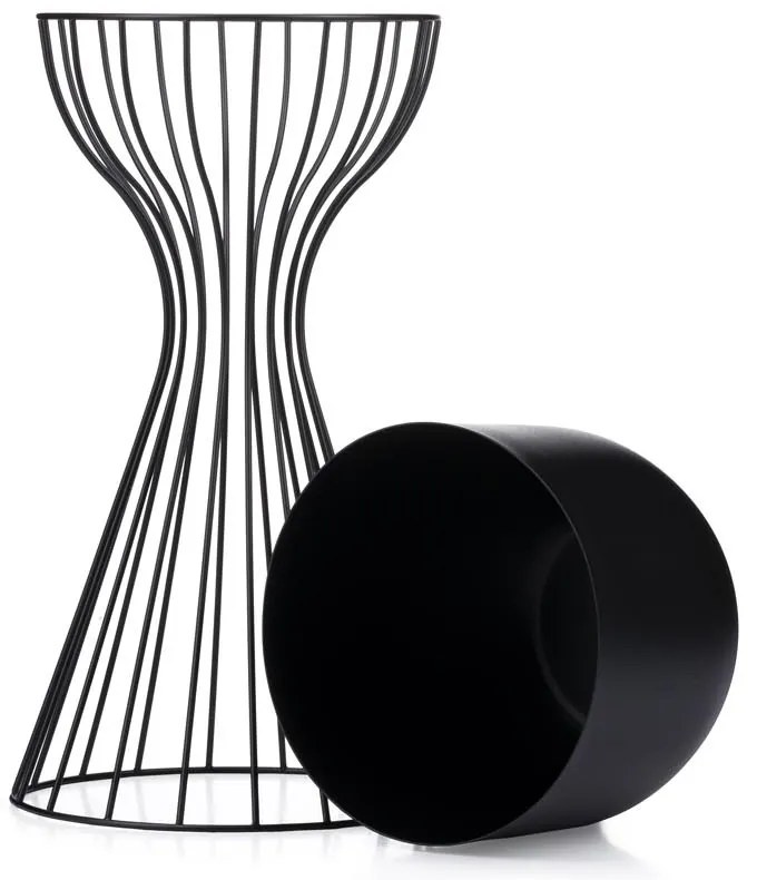 KOVOVÝ KVETINÁČ SO STOJANOM GLAM 46X20 CM ČIERNA