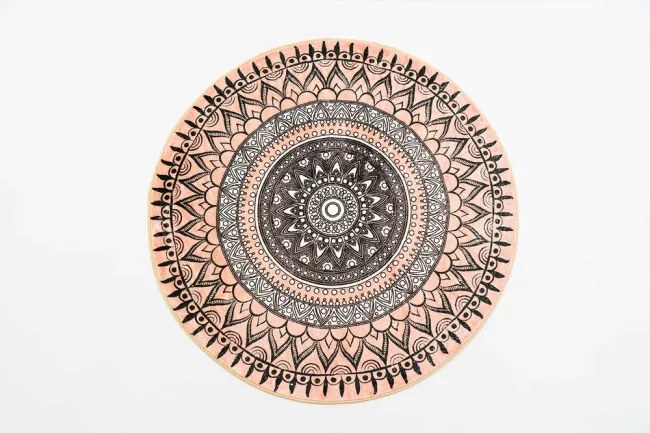 Protišmykový koberec NOVO béžový / sivý kruh