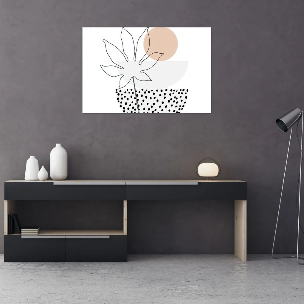 Obraz - Line art kvety N⁰3 (90x60 cm)