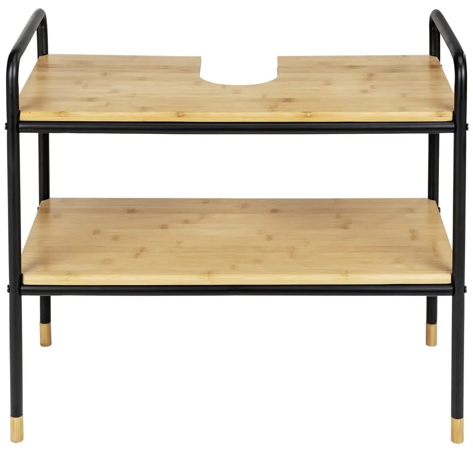 Čierna/prírodná bambusová skrinka pod umývadlo 70x60 cm Loft – Wenko