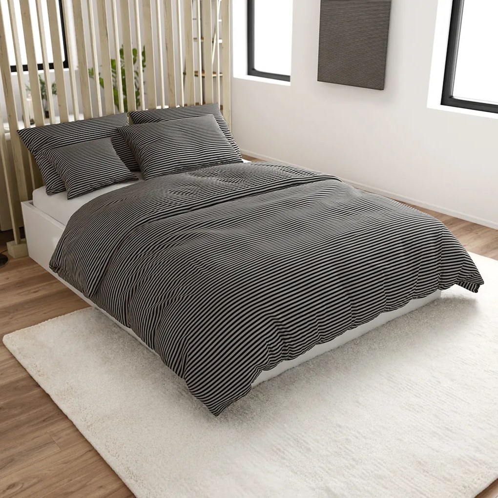 Bavlnené obliečky STRAVON čierno-sivé hotelová kapsa Rozmer obliečky: 70 x 90 cm | 140 x 200 cm