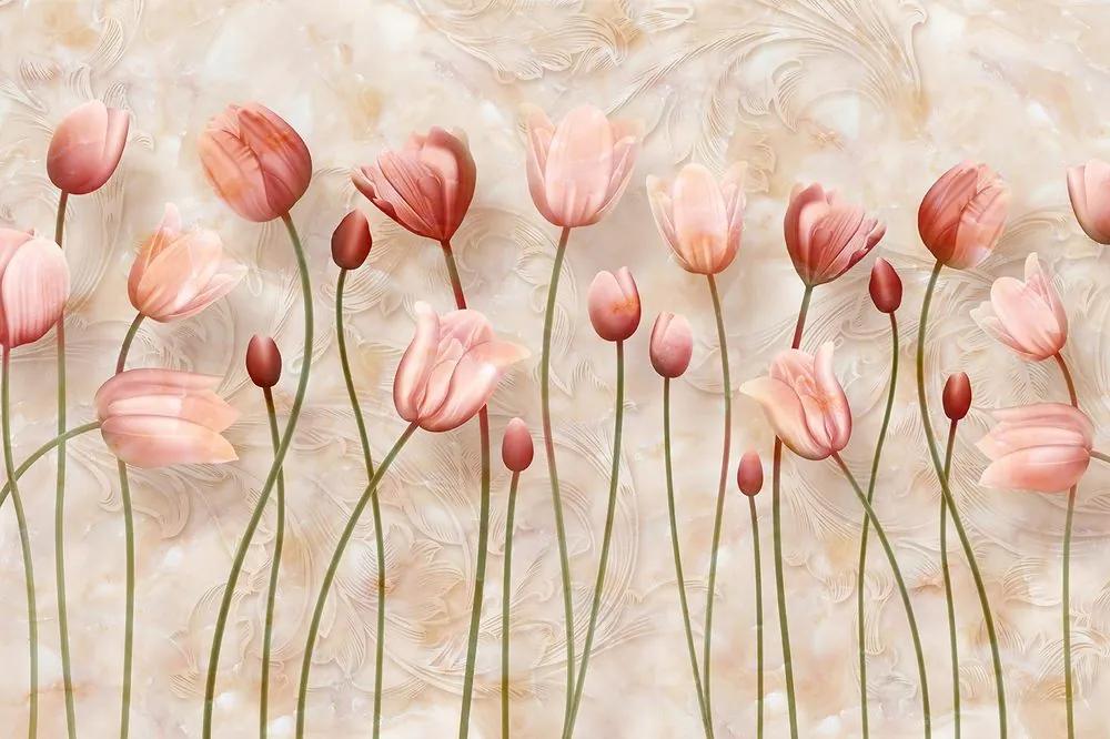 Tapeta jemnosť staroružových tulipánov