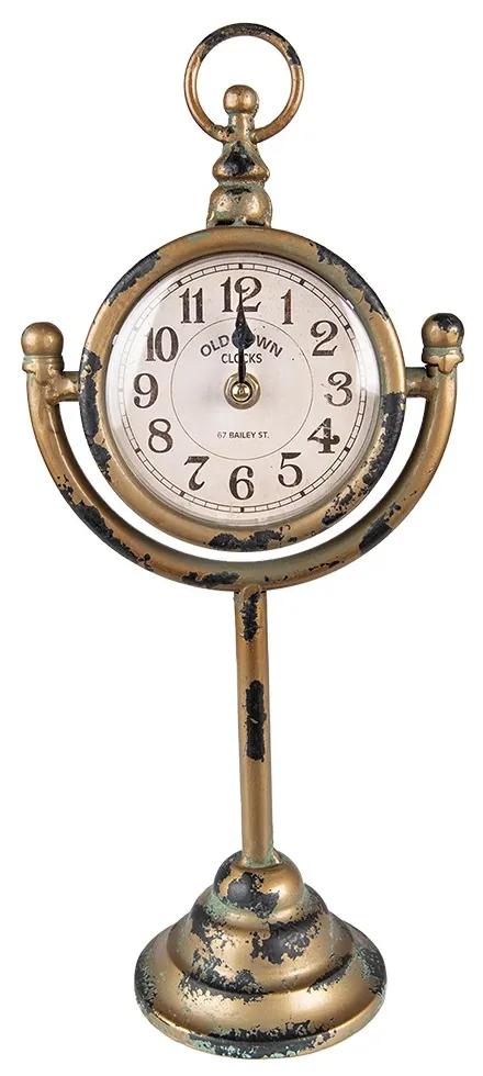 Bronzové antik stolné hodiny s výrazným odrením - 17 * 11 * 38 cm / 1xAA