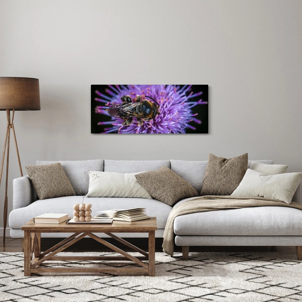 Obraz včely na kvetine (120x50 cm)