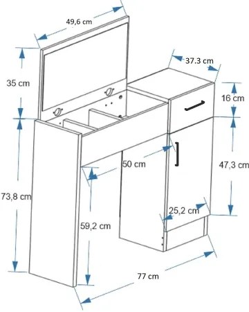 Toaletný stolík INCI 108,8x77 cm borovica atlantic/antracit