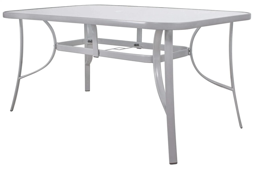 PreHouse Záhradný stôl 150cm: kov + sklo, šedý
