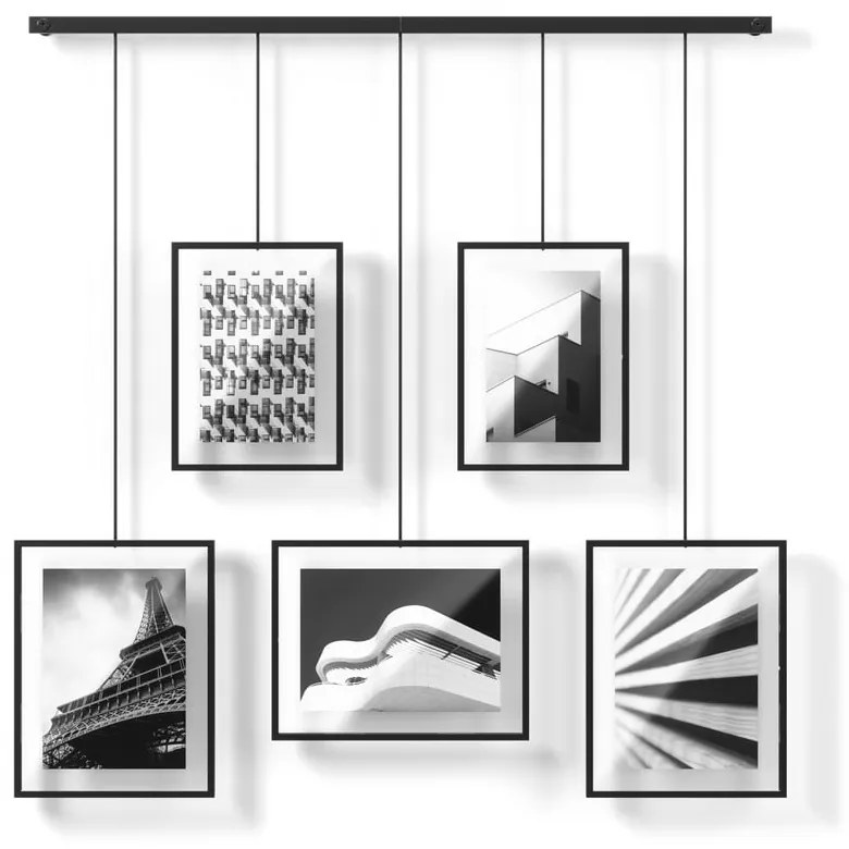 Čierne kovové rámčeky na stenu v súprave 5 ks 66x69 cm Exhibit – Umbra