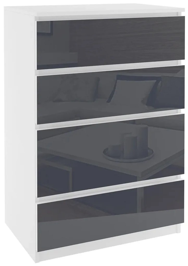 Komoda 45 Belini biely / šedý BM KOM1/1/W/W/S/0