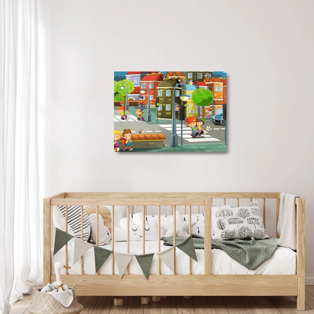 Sklenený obraz - Detské mestečko (70x50 cm)