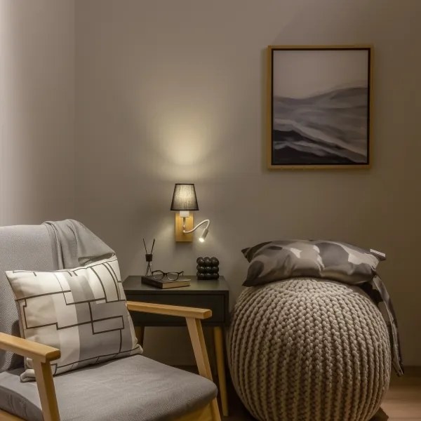 Brilagi - LED Nástenná lampa NUBILA WOOD 1xE27/25W/230V + LED/3W dub/čierna