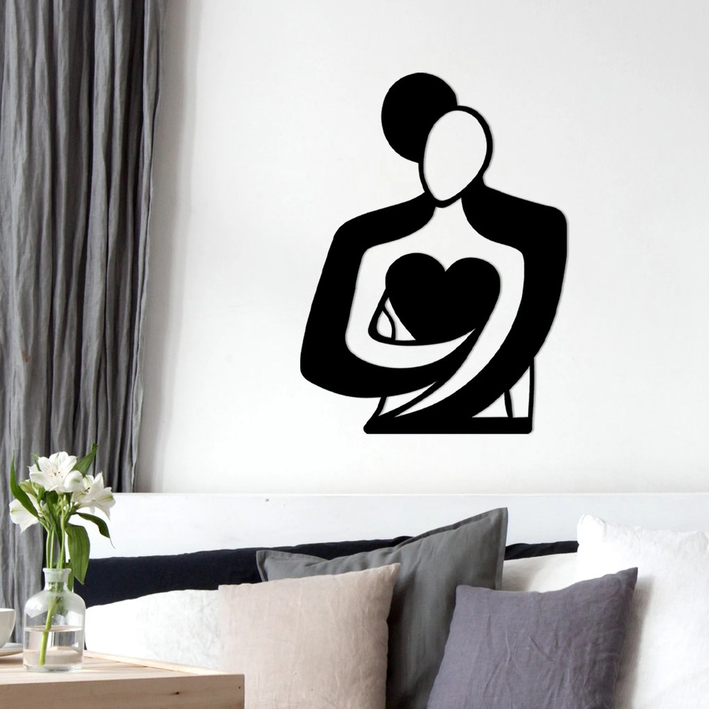 Nástenná kovová dekorácia Objatie čierna