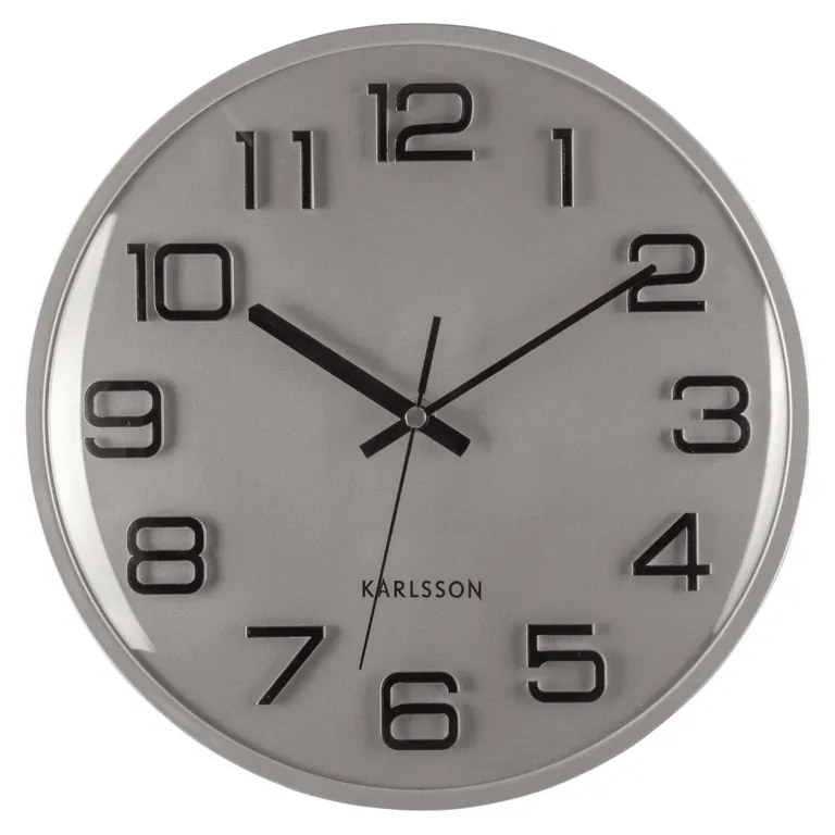 Dizajnové nástenné hodiny Karlsson 6022SIstrieborné, priemer 30 cm