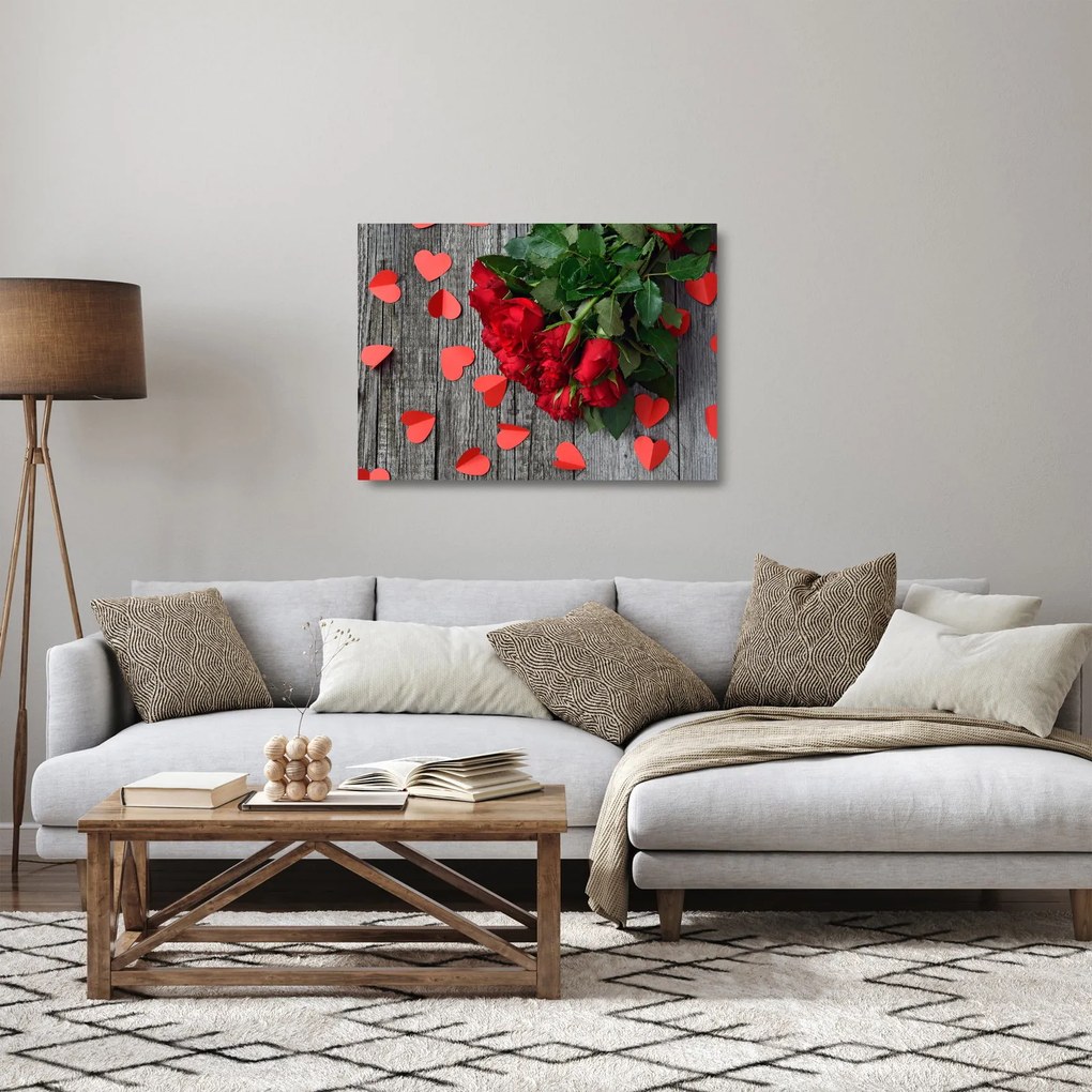 Sklenený obraz ruží (70x50 cm)