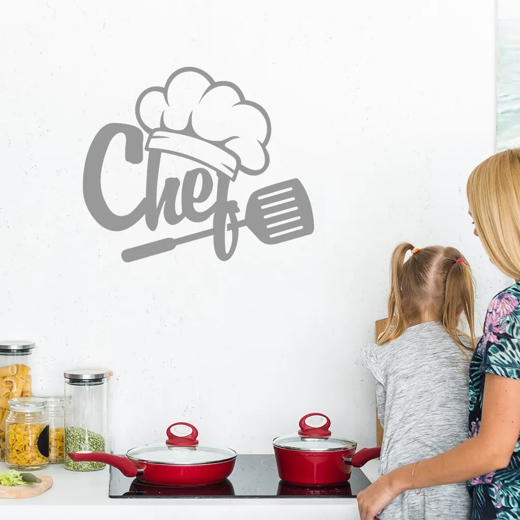 Veselá Stena Samolepka Šéfkuchár Farba: hnedá, Veľkosť: 80 x 67 cm