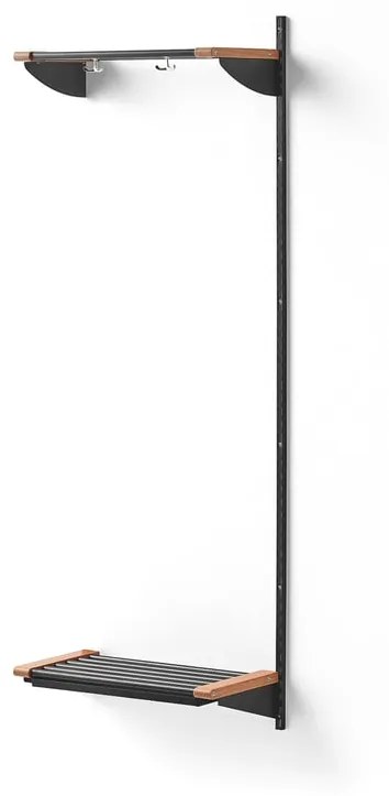 Vešiaková stena JEPPE s hornou policou, prídavná sekcia, 1790x600x310 mm, tmavošedá/dub