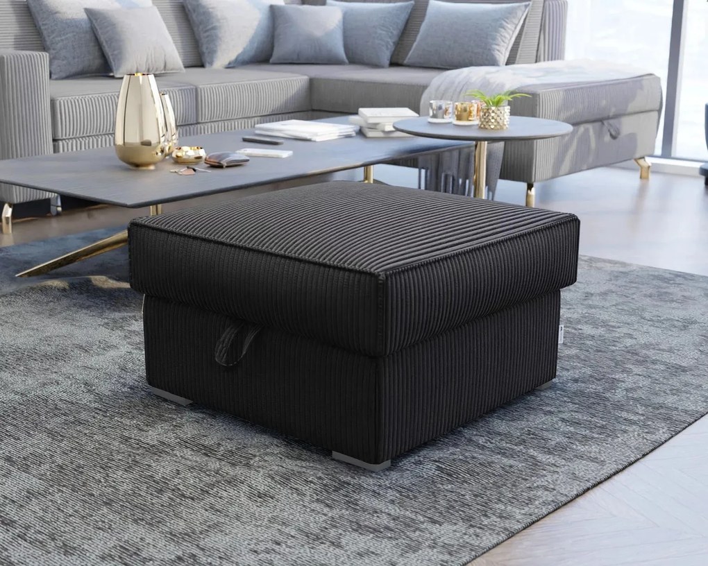 Čierny taburet SMART COSARO s úložným priestorom 65x65 cm