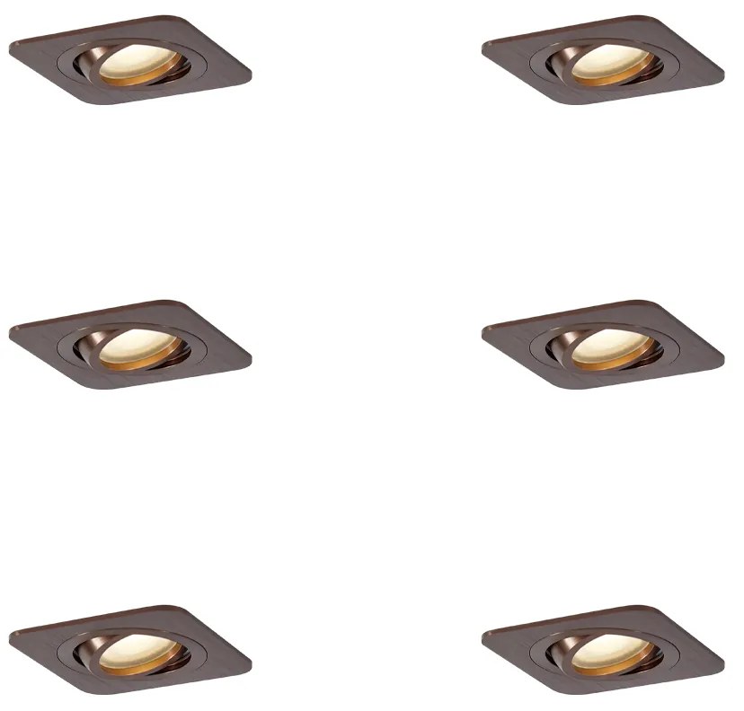 Sada 6 zaoblených zapustených bodových svetiel tmavý bronz GU10 50mm IP44 - Alberto