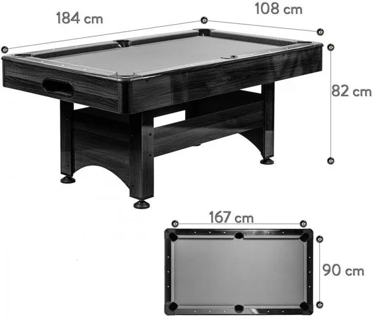 GamesPlanet biliardový stôl 6 ft, čierno / zelen s vybavením