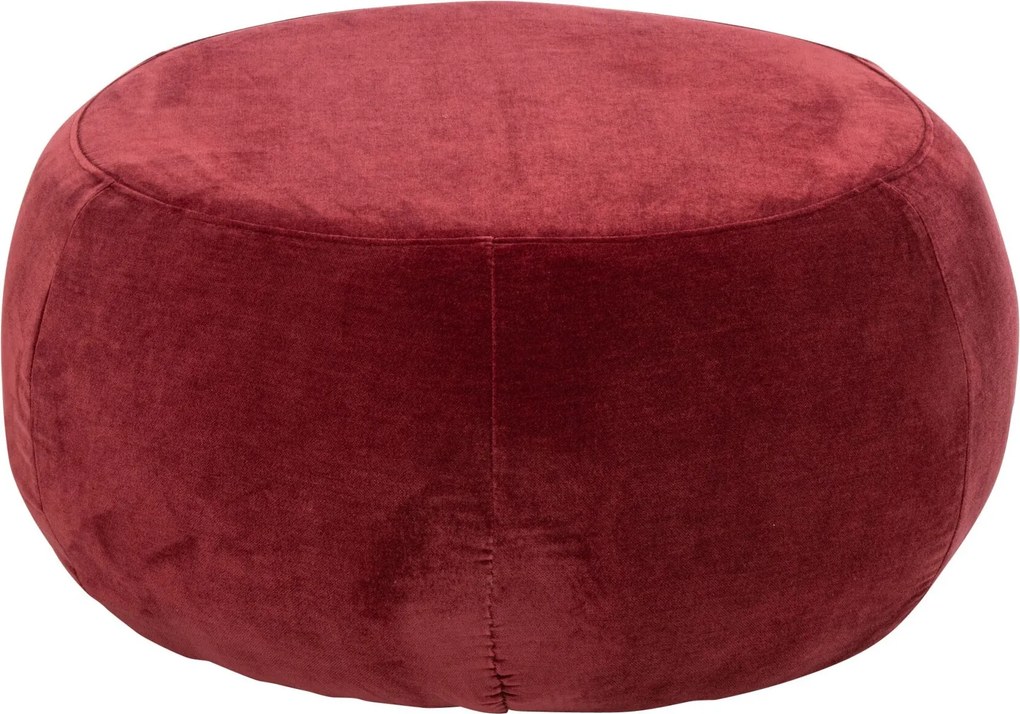 Okrúhla podnožka čalúnená textilným vínovým poťahom Luxury – 79*79*38 cm