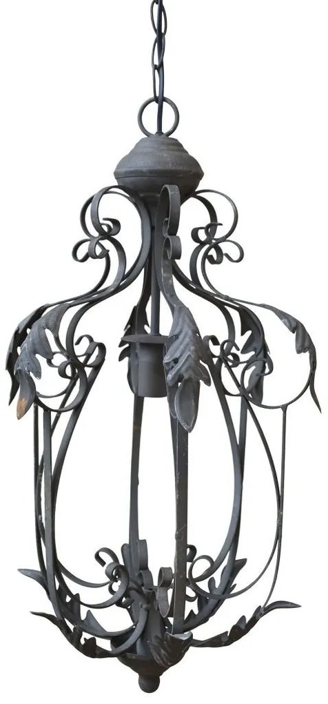 Šedý antik ručne vyrobený luster s listami Chillié - 31*52cm/E14/ 60W