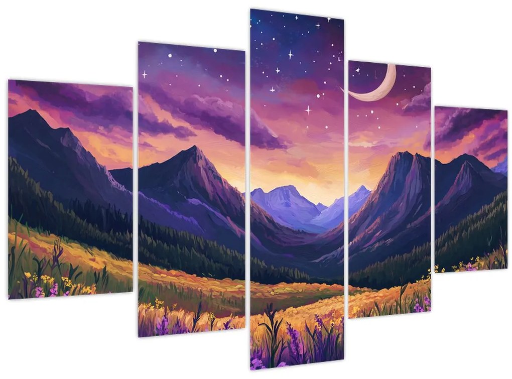 Obraz - Fialová krajina (150x105 cm)