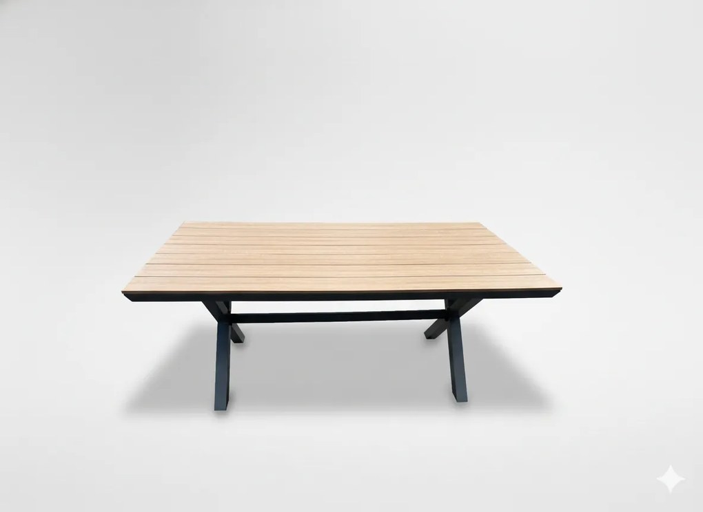 Hliníkový záhradný stôl s doskou z polywoodu 180 x 100 x 75 cm tmavošedý