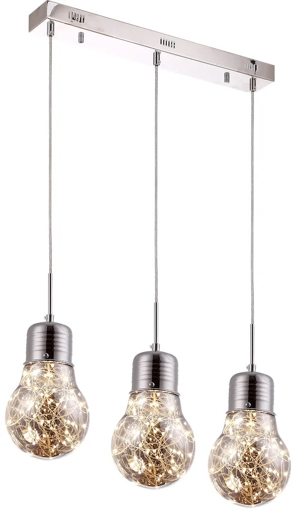 Závesné svietidlo Bulb 3, chrómové telo svietidla, ch