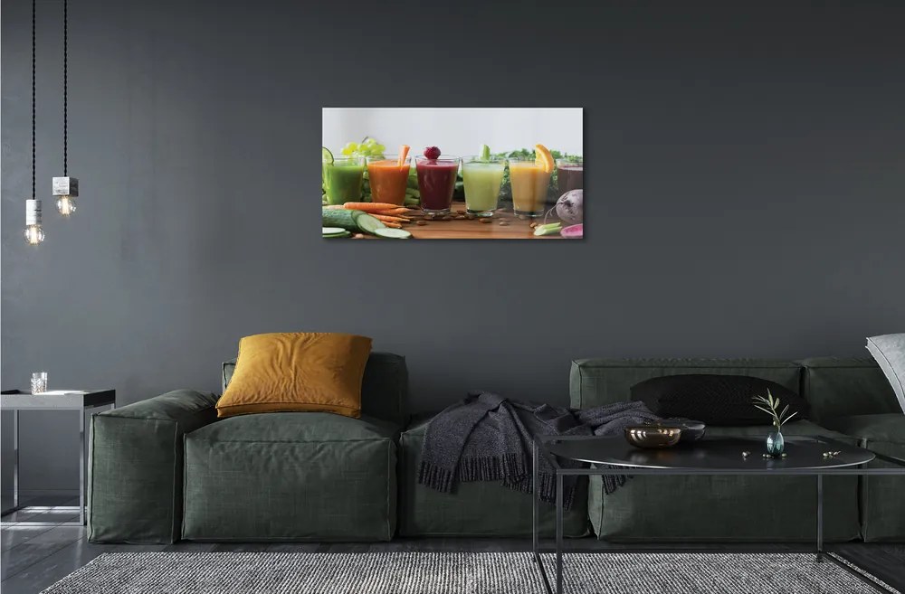 Obraz na skle Zeleninové, ovocné kokteily 100x50 cm