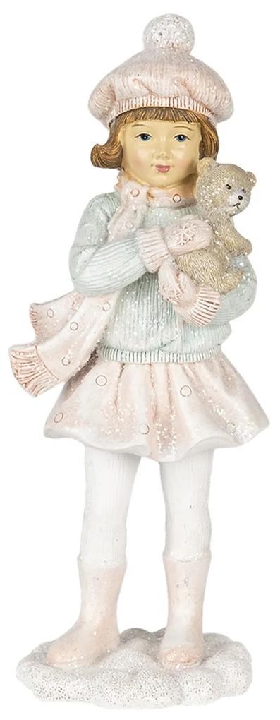 Vianočné dekoratívne soška dievčatká s psíkom - 11 * 7 * 21 cm