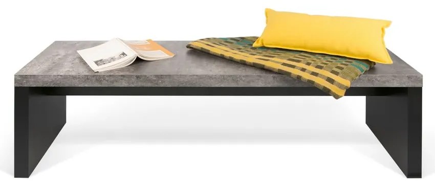 Čierno-sivá lavica v betónovom dekore TemaHome Detroit, 140 x 43 cm