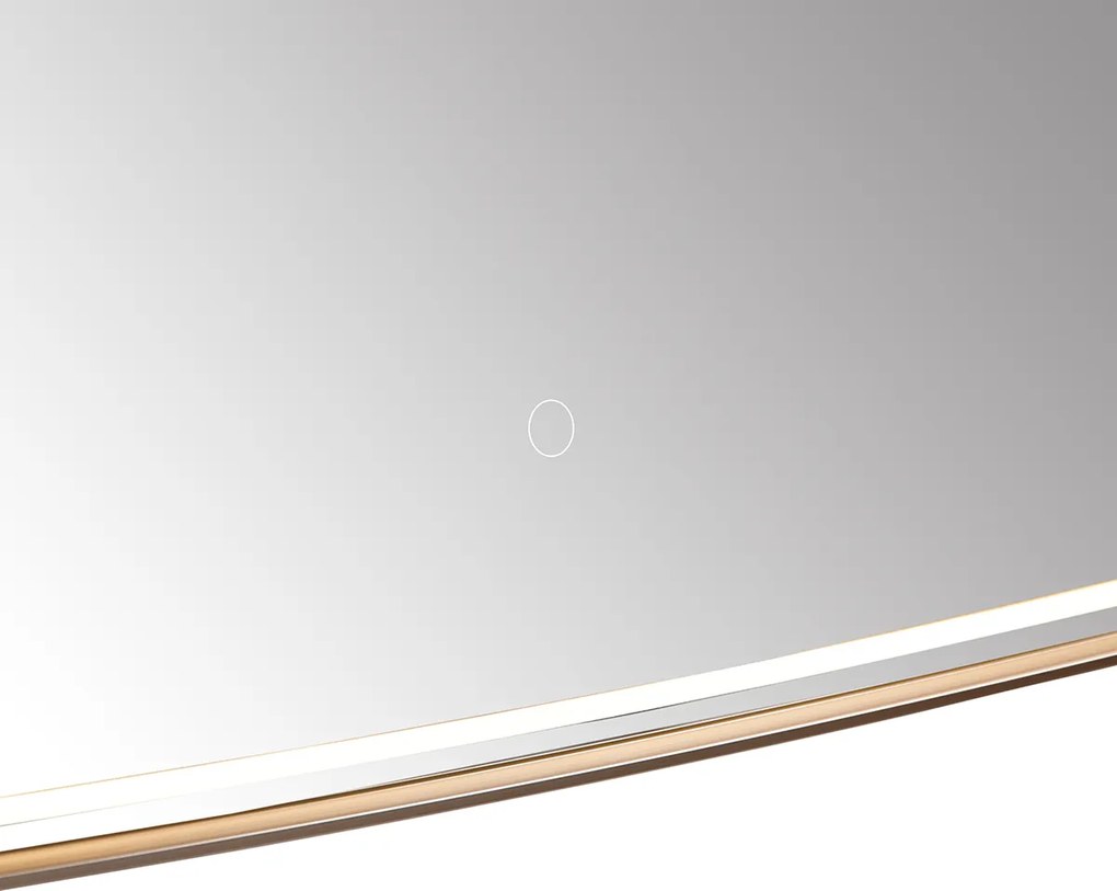 Zrkadlo do kúpeľne ružové zlato vrátane LED a dotykového stmievača - Geraldien