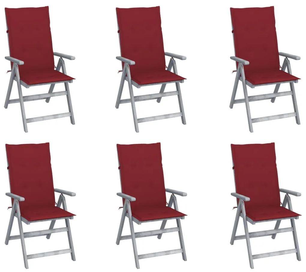 Záhradné sklápacie stoličky 6 ks s podložkami akáciový masív