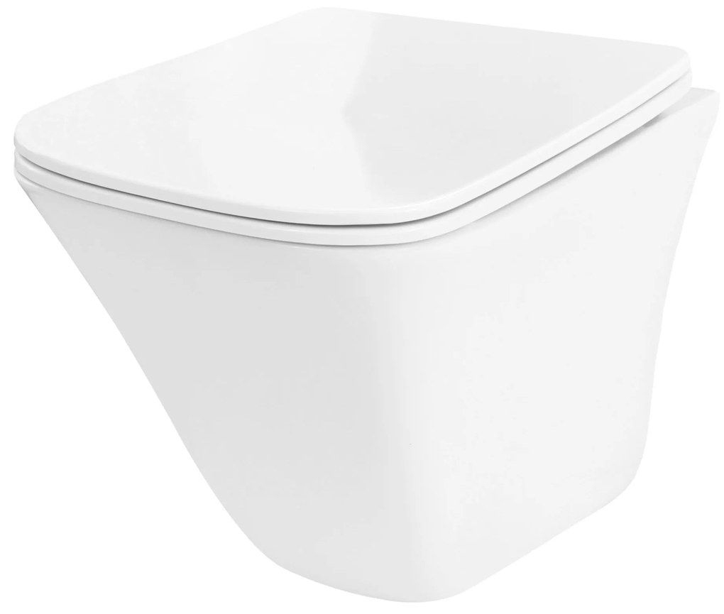 REA - Tobi Rimless závesná WC misa vrátane sedátka, biela, REA-C1364