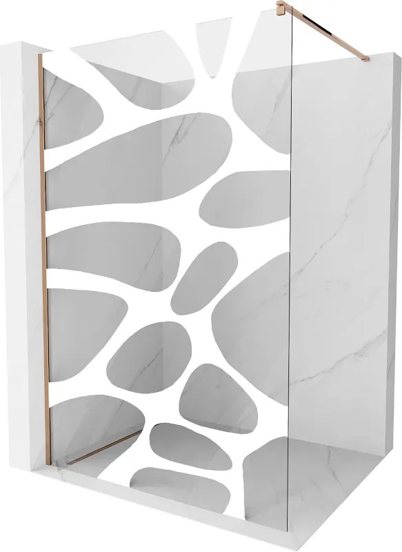 Mexen Kioto sprchová stena 130 x 200 cm, transparentnéné/biely vzor 8 mm, zlatoružová - 800-130-101-60-97