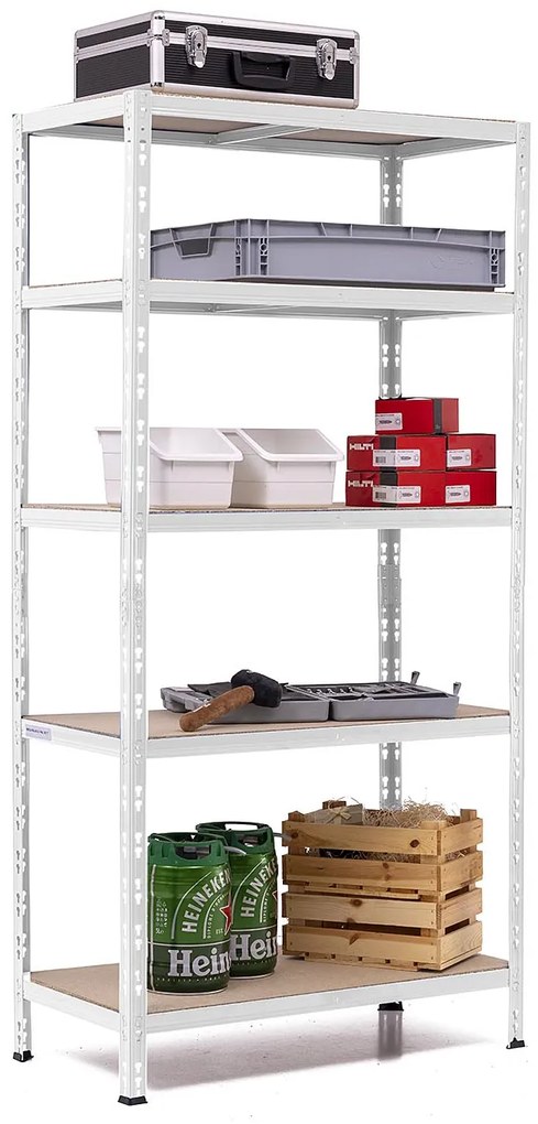 SUPER EKO HIT - Policový regál Trestles RNDU-KUI 1800x900x500, nosnosť 875 kg, 5 políc, biely