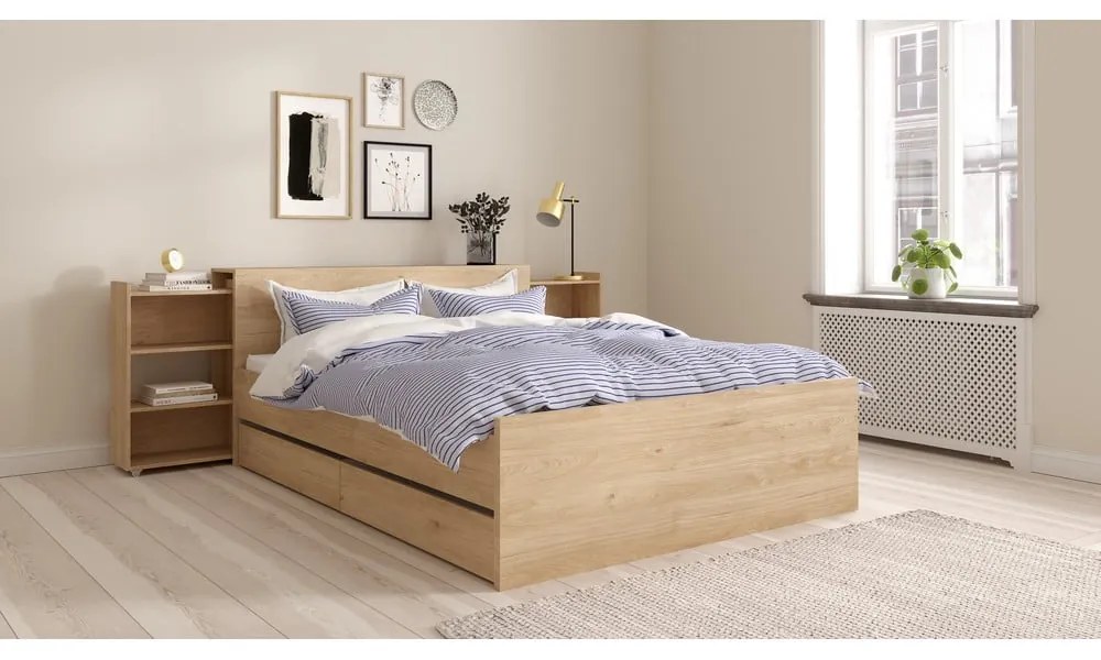 Zásuvky pod posteľ v prírodnej farbe v súprave 2 ks 90x190/140x190 cm Naia – Tvilum
