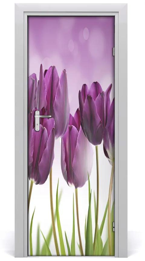 Fototapeta samolepiace fialové tulipány 95x205 cm