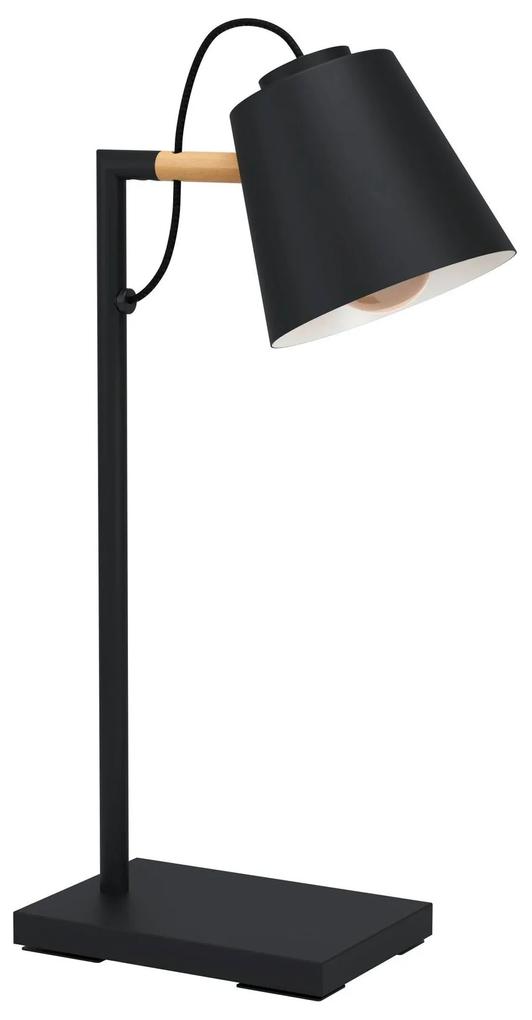 EGLO Stolová industriálna lampa LACEY, 1xE27, 40W, čierna