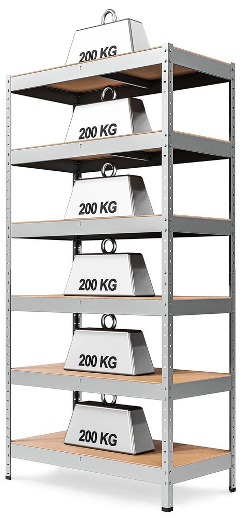 Marbo Kovový REGÁL SÉRIE SOLID 200x90x50 Pozinkovaný Rozmer regálu: 200x90x50, Počet Políc: 5, Celková nosnosť regálu: 1000 KG