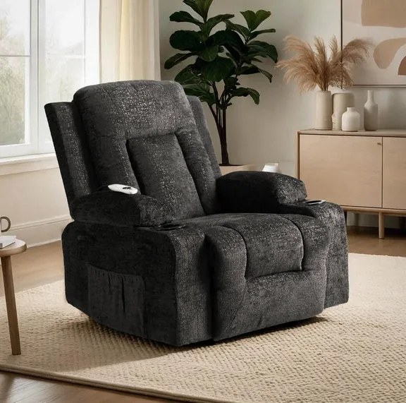 Masážne polohovateľné kreslo ARIEN čierny zamat - vintino.sk