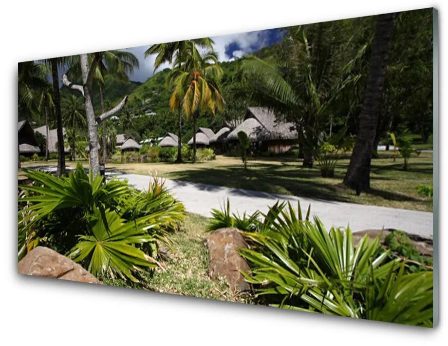 Sklenený obklad Do kuchyne Listy palmy stromy príroda 140x70 cm