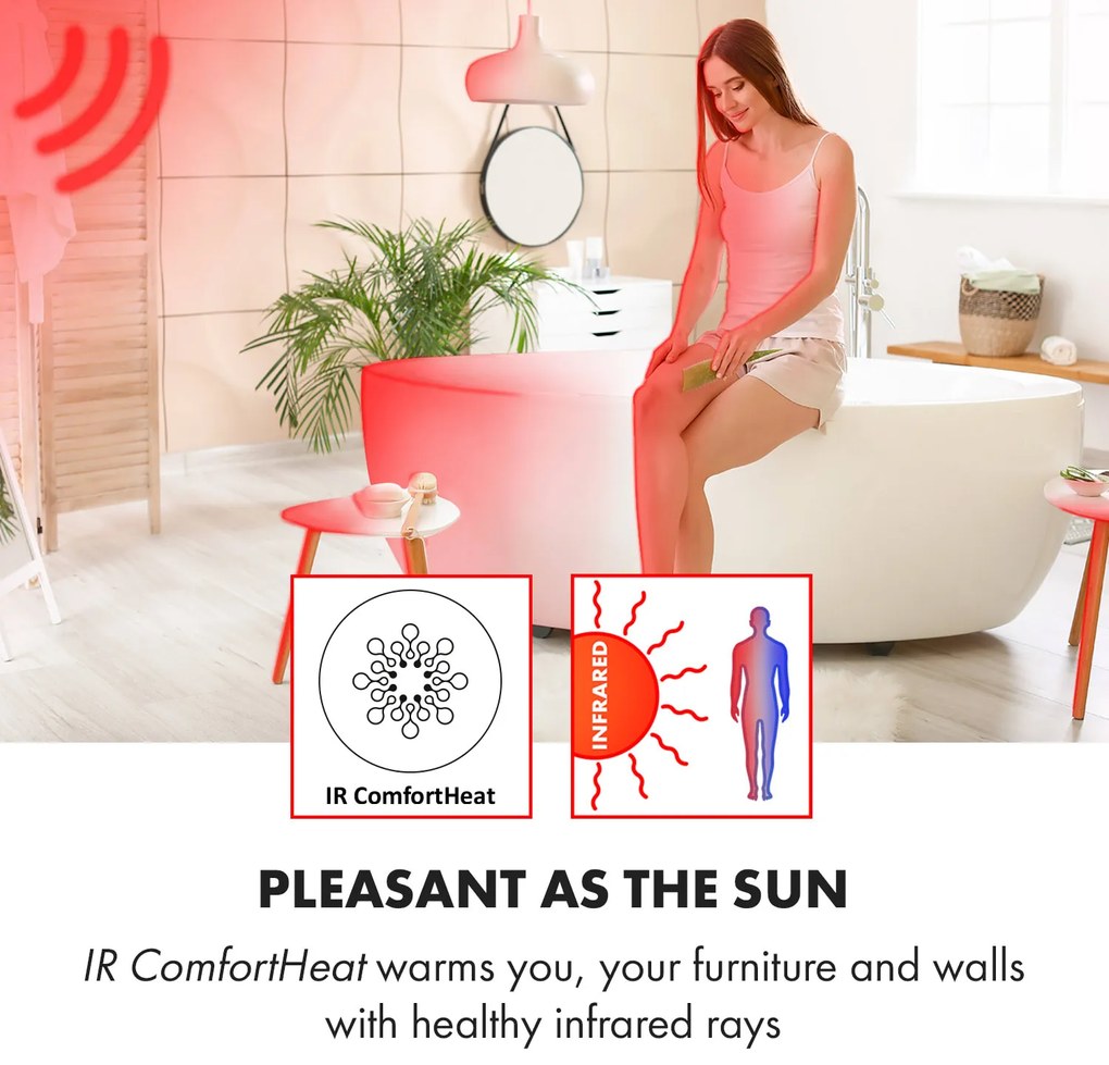 Klarstein Hot Spot Crystal Reflect Smart, infračervený ohrievač, 850 W, aplikácia, časovač, zrkadlo