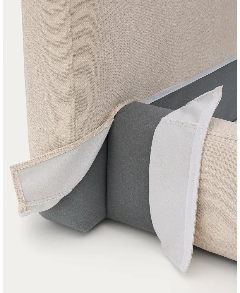 Béžová čalúnená dvojlôžková posteľ bez roštu 180x200 cm Blok – Kave Home