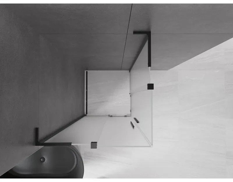 Mexen Velar L Duo, sprchový kút s posuvnými dverami 90 x 90 cm, 8mm sklo námraza, čierna matná, 871-090-090-02-33-70