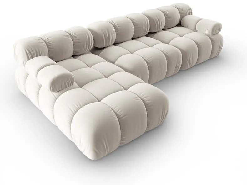 Béžová zamatová modulárna rohová pohovka (ľavý roh) Bellis – Micadoni